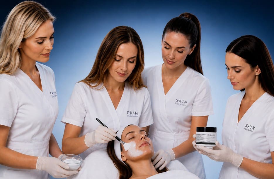 Zespół kosmetologów SKIN Simply Nutrition podczas zabiegu w gabinecie